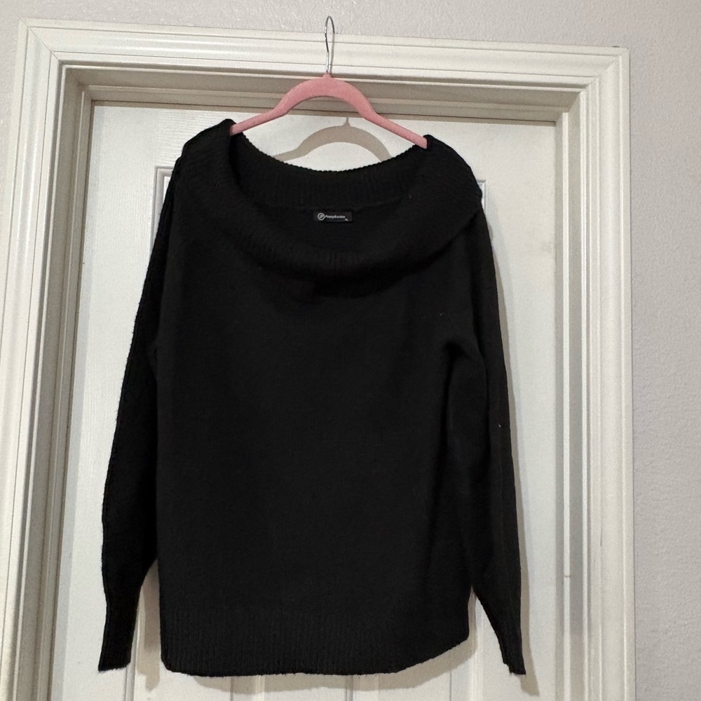 Elegant Black Cowl Neck Sweater